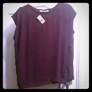 Ann Taylor Loft Mixed Media Side Tie Shirt